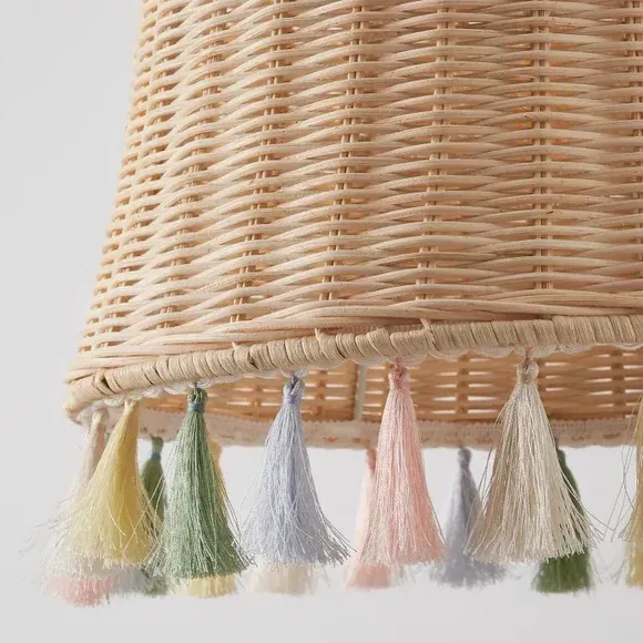 Pendant Shade with Tassels - Pastel, Rattan