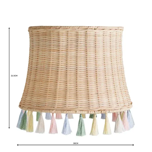 Pendant Shade with Tassels - Pastel, Rattan