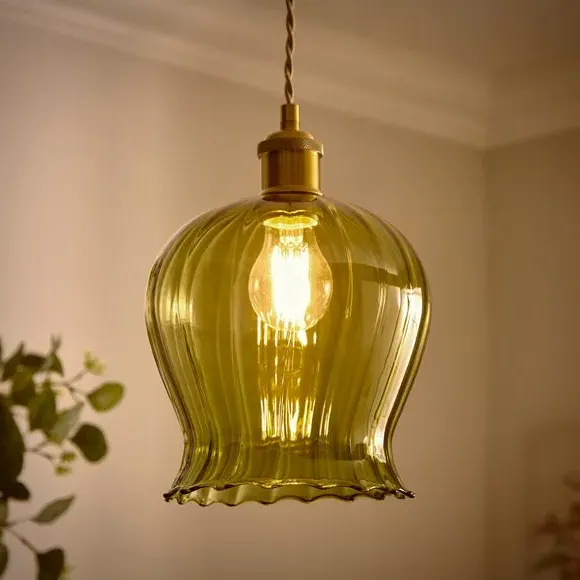 Peony Easy Fit Pendant Shade - Green, Glass