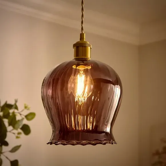 Peony Easy Fit Pendant Shade - Purple, Glass