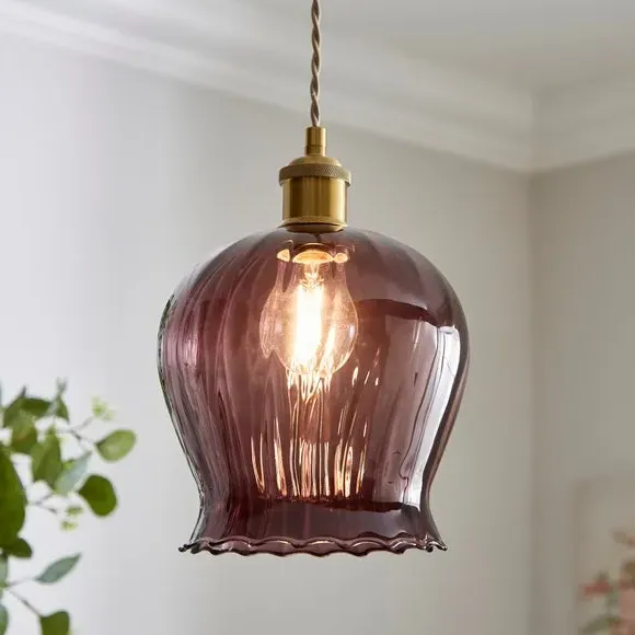 Peony Easy Fit Pendant Shade - Purple, Glass
