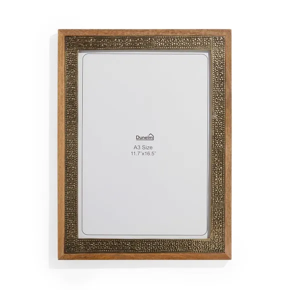 Photo Frame with Metal Detail - Gold, Mango Wood