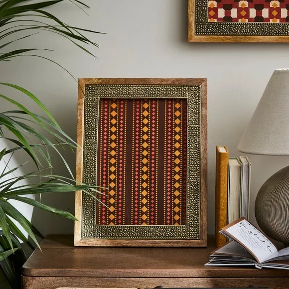 Photo Frame with Metal Detail - Gold, Mango Wood