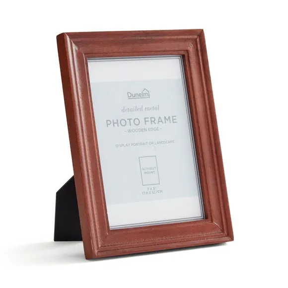 Photo Frame with Moulded Design - Brown, Mango Wood