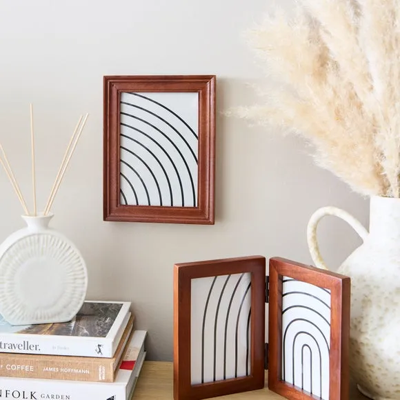 Photo Frame with Moulded Design - Brown, Mango Wood image