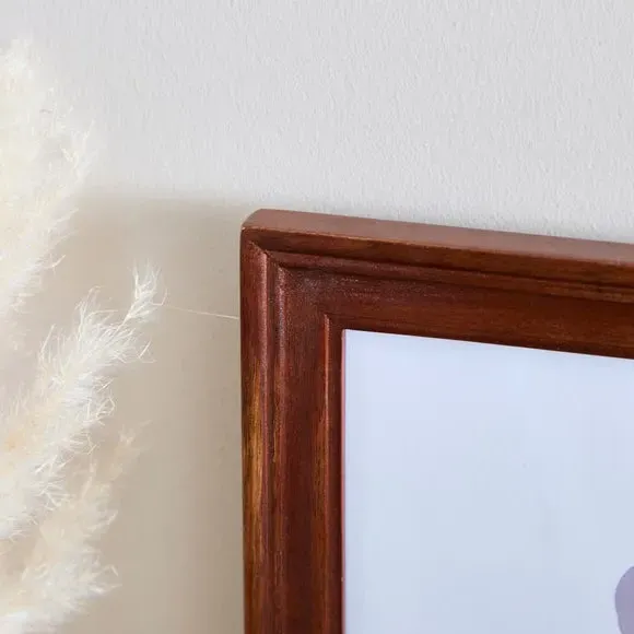 Photo Frame with Moulded Design - Brown, Mango Wood