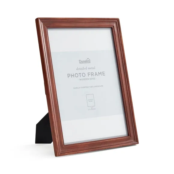 Photo Frame with Moulded Design - Brown, Mango Wood