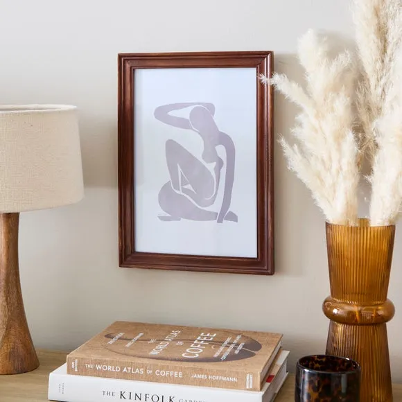 Photo Frame with Moulded Design - Brown, Mango Wood