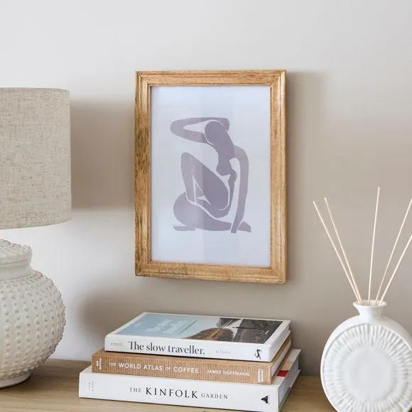 Photo Frame with Moulded Design - Natural, Mango Wood