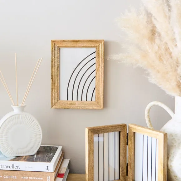 Photo Frame with Moulded Design - Natural, Mango Wood