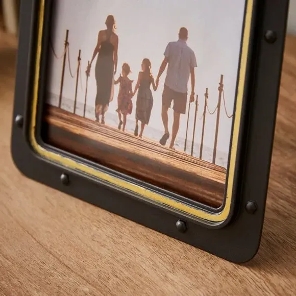 Photo Frame with Rivet Details - Black, Metal