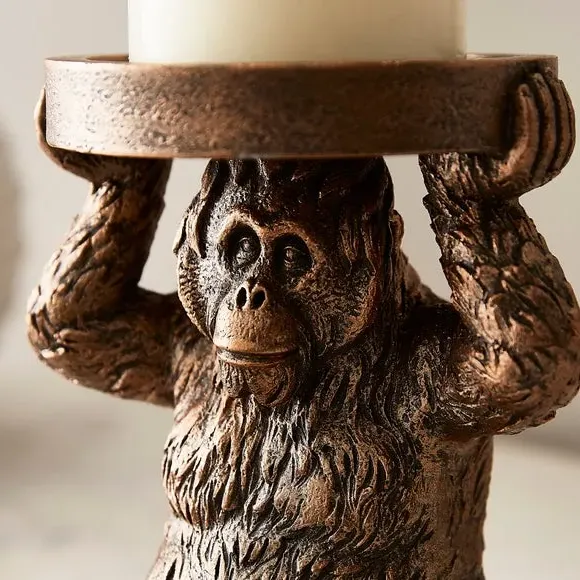 Pillar Candle Holder - Brown, Resin