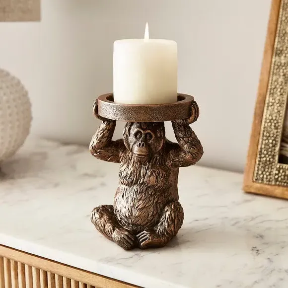 Pillar Candle Holder - Brown, Resin image