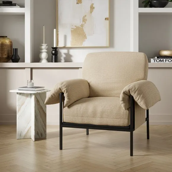 Pillow Arm Occasional Chair - Dark Sand, Chenille image