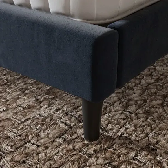 Pillow Back Bed Frame - Navy, Velvet