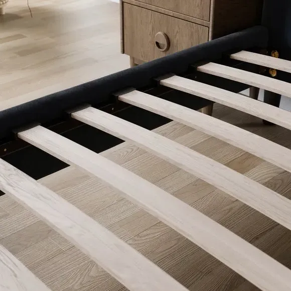 Pillow Back Bed Frame - Navy, Velvet