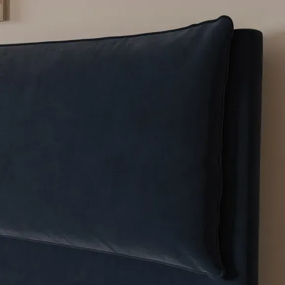 Pillow Back Bed Frame - Navy, Velvet