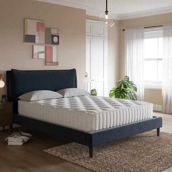 Pillow Back Bed Frame - Navy, Velvet