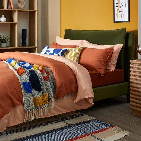 Pillow Back Bed Frame - Olive, Velvet