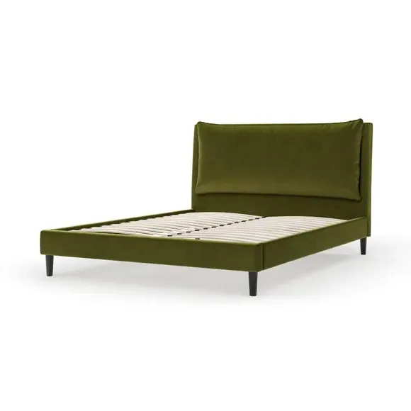 Pillow Back Bed Frame - Olive, Velvet