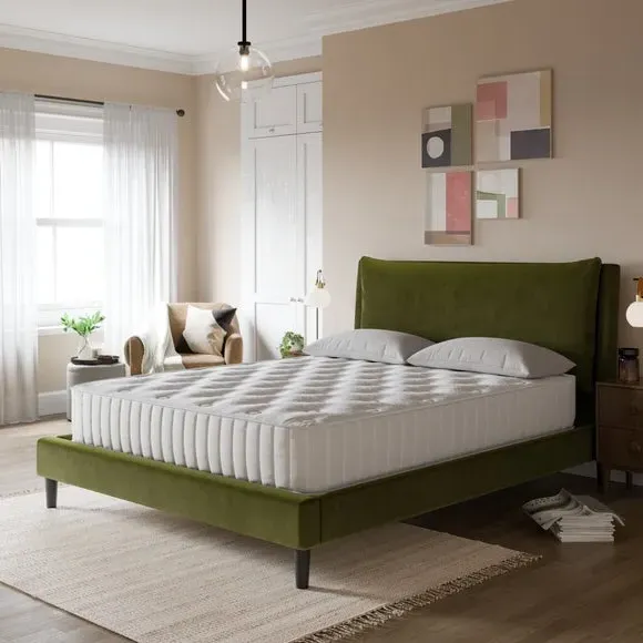 Pillow Back Bed Frame - Olive, Velvet image