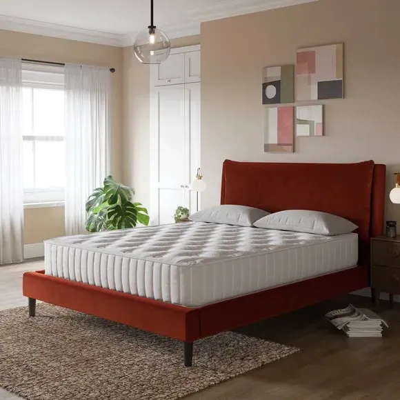 Pillow Back Bed Frame - Orange Umber, Velvet