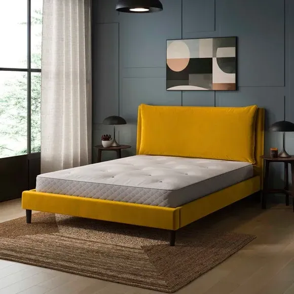 Pillow Back Bed Frame - Yellow, Velvet