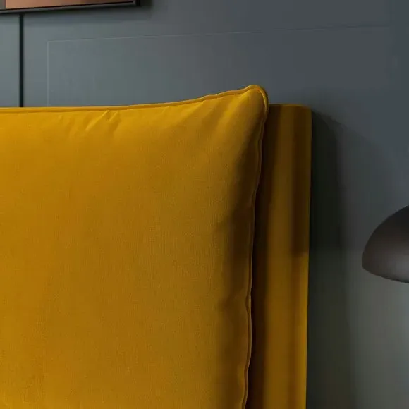 Pillow Back Bed Frame - Yellow, Velvet