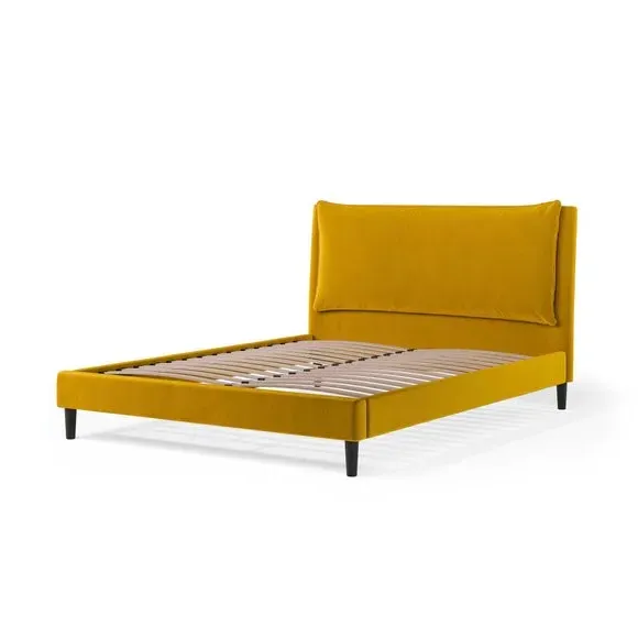 Pillow Back Bed Frame - Yellow, Velvet