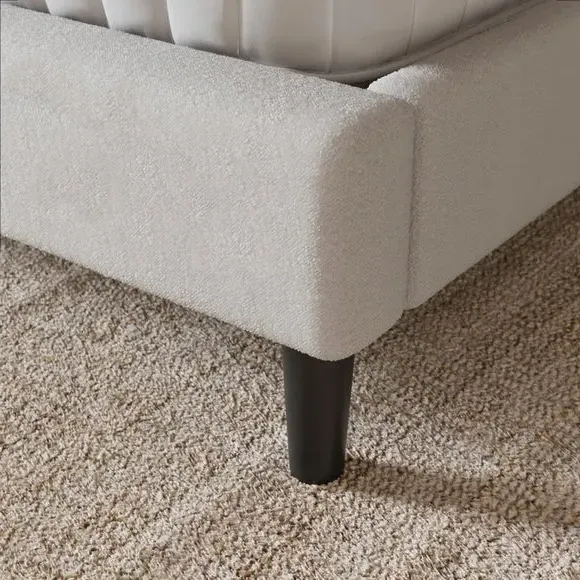 Pillowback Bed Frame - Ivory, Boucle