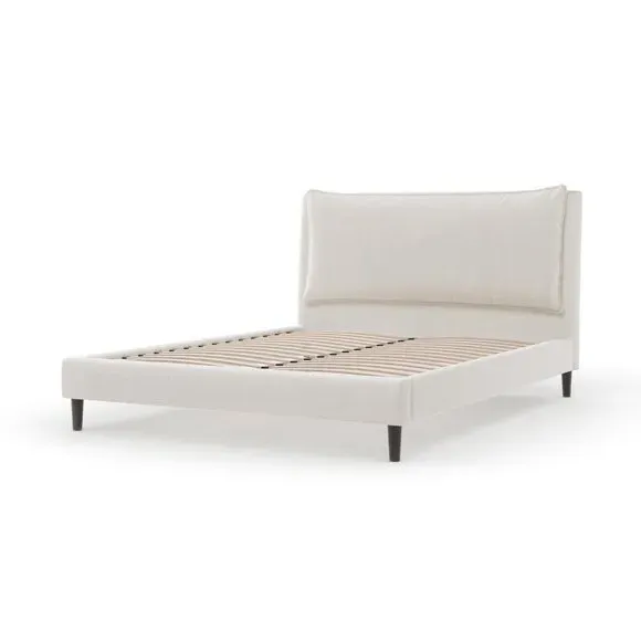 Pillowback Bed Frame - Ivory, Boucle