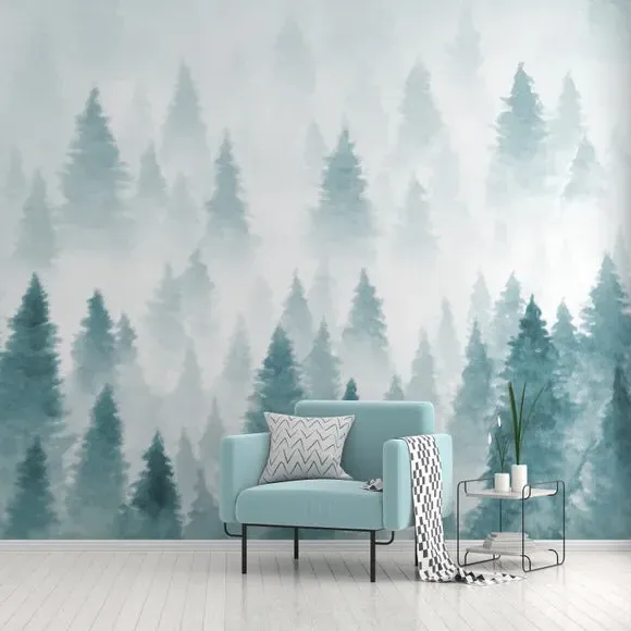 Pine Forest Wall Mural - Peacock, Non-Woven Paper