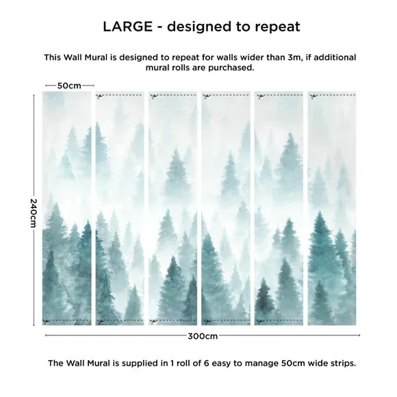 Pine Forest Wall Mural - Peacock, Non-Woven Paper