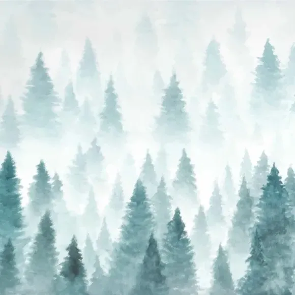Pine Forest Wall Mural - Peacock, Non-Woven Paper