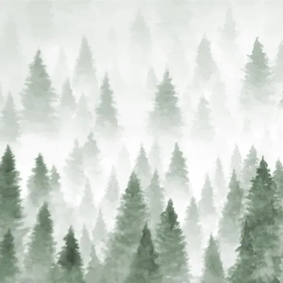Pine Forest Wall Mural - Sage, Non-Woven Paper