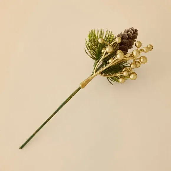 Pinecone Pick with Gold Tips - Gold, Artificial