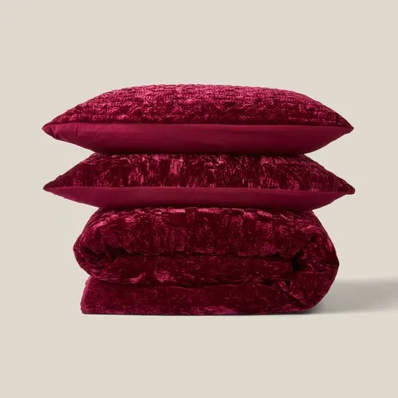 Pinsonic Duvet Cover Set - Burgundy, Velvet