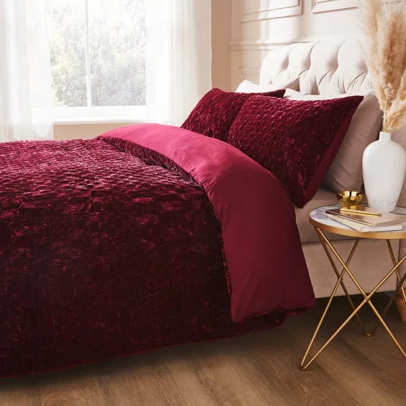 Pinsonic Duvet Cover Set - Burgundy, Velvet