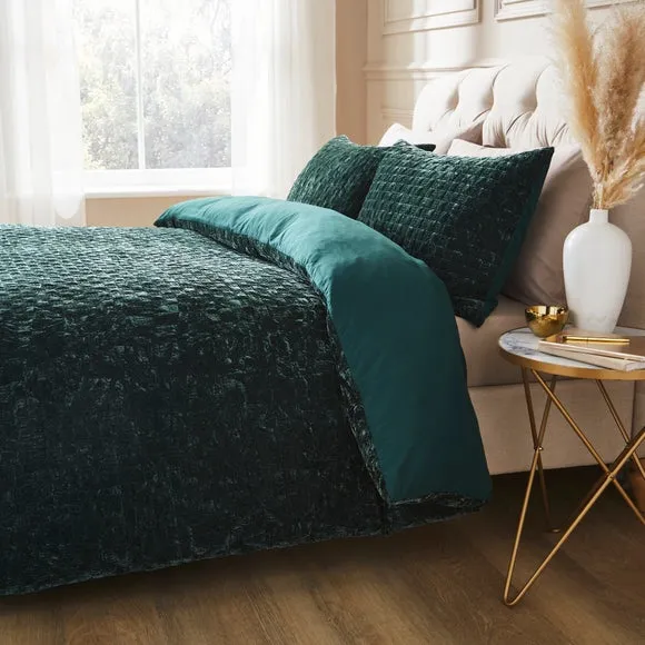 Pinsonic Duvet Cover Set - Green, Velvet
