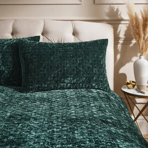 Pinsonic Duvet Cover Set - Green, Velvet