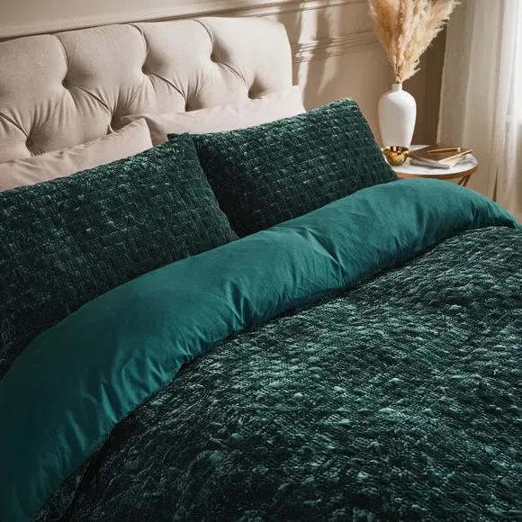 Pinsonic Duvet Cover Set - Green, Velvet