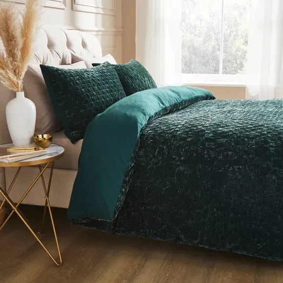 Pinsonic Duvet Cover Set - Green, Velvet