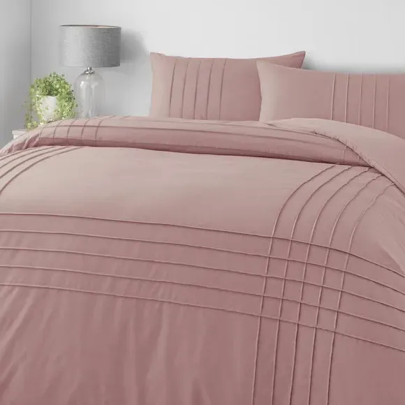 Pintuck Duvet Cover & Pillowcase Set - Blush