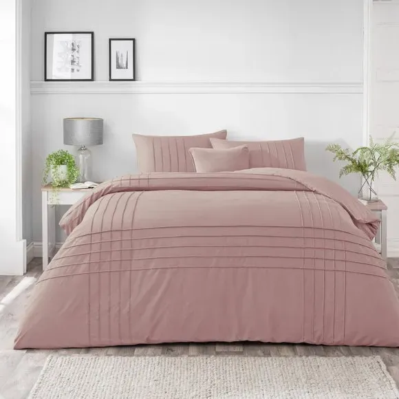 Pintuck Duvet Cover & Pillowcase Set - Blush image
