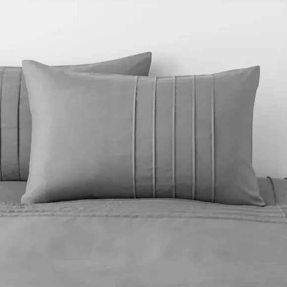Pintuck Duvet Cover & Pillowcase Set - Charcoal