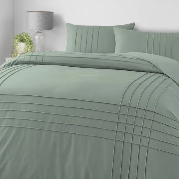 Pintuck Duvet Cover & Pillowcase Set - Sage