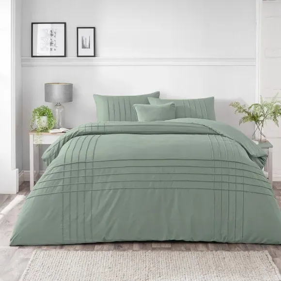 Pintuck Duvet Cover & Pillowcase Set - Sage