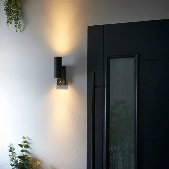 PIR Sensor Outdoor Wall Light - Black