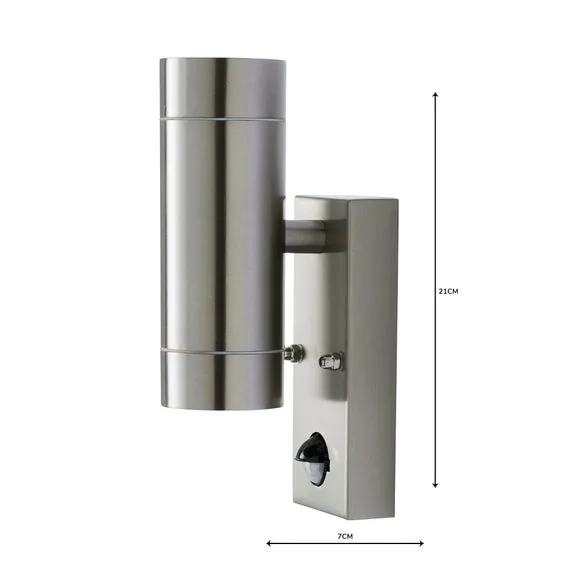 PIR Sensor Outdoor Wall Light - Silver