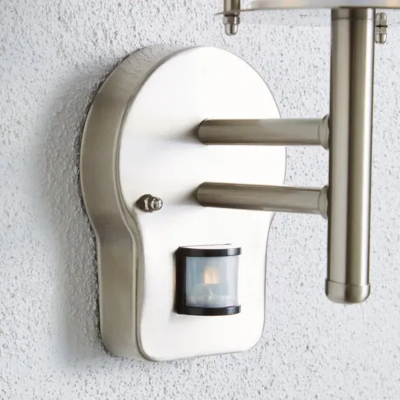 PIR Sensor Outdoor Wall Light - Silver, Steel